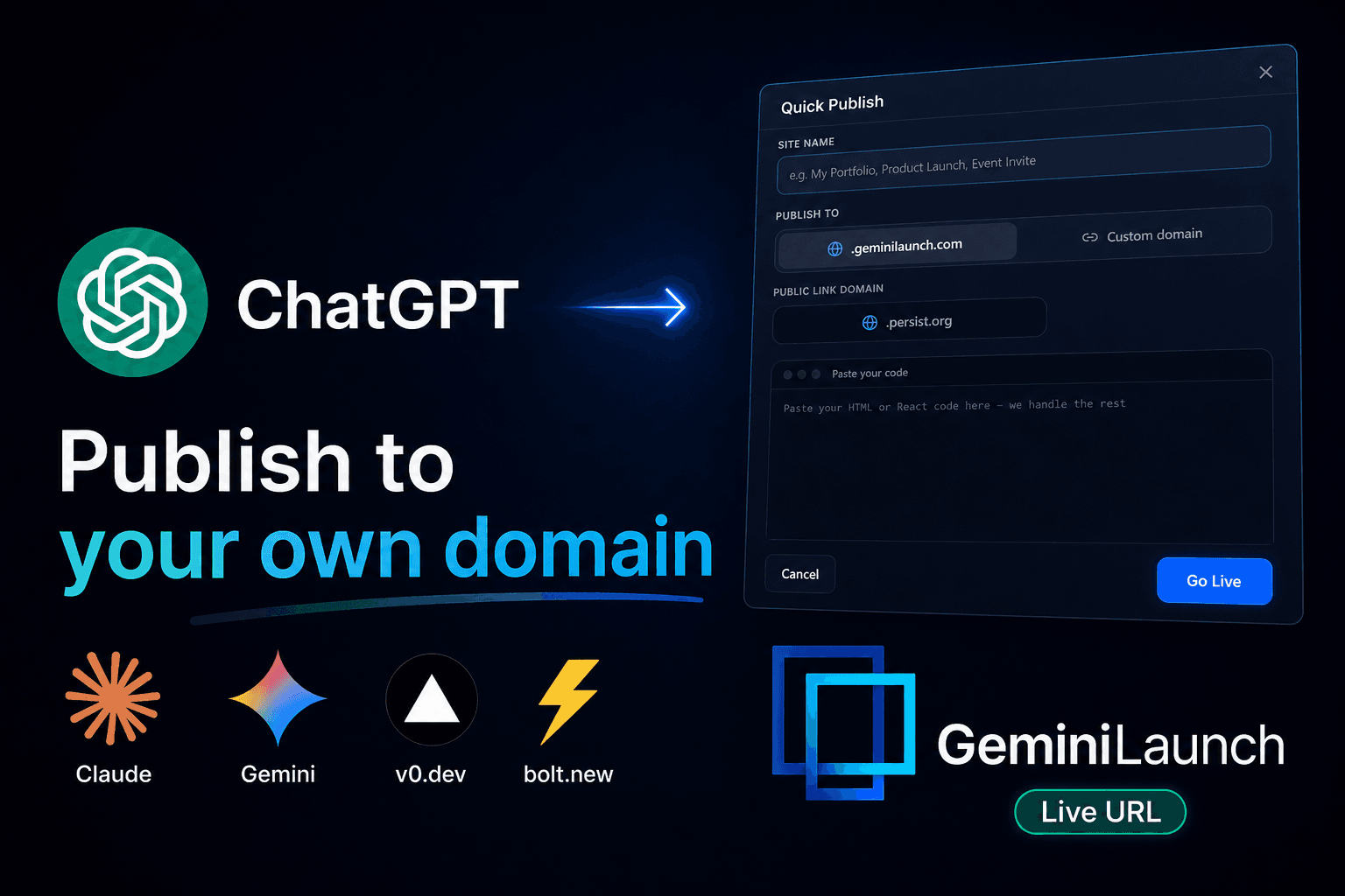 Put your ChatGPT website on a custom domain (2 min, free start)